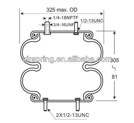 डबल कन्फ्यूज्ड एयर स्प्रिंग एयर सस्पेंशन गुडइयर 2B12-313/Contitech FD330-22 364/Firetone W01-358-7405